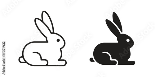 Rabbit icon in filled, thin line, stroke style for website and apps