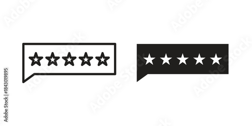 Review icon in filled, thin line, stroke style for website and apps