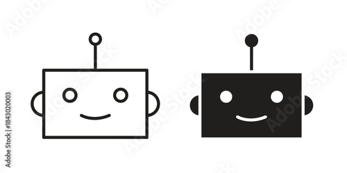 Robot icon in filled, thin line, stroke style for website and apps