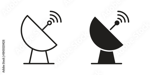 Satellite dish icon in filled, thin line, stroke style for website and apps