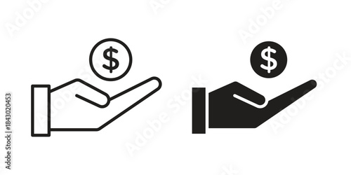 Savings icon in filled, thin line, stroke style for website and apps