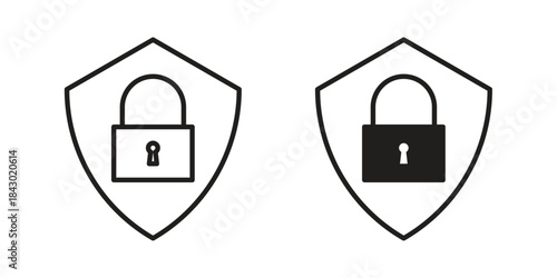 Security lock icon in filled, thin line, stroke style for website and apps