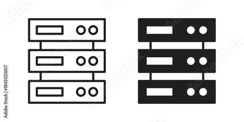 Server icon in filled, thin line, stroke style for website and apps