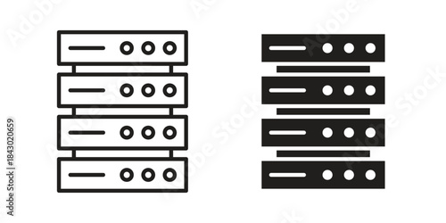 Server rack icon in filled, thin line, stroke style for website and apps