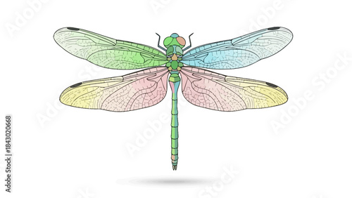  One dragonfly in spring colors 