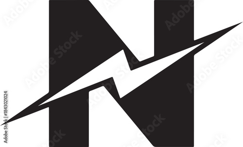 Abstract letter n lightning logo