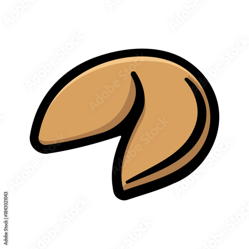 Fortune cookie in a classic shape without background.