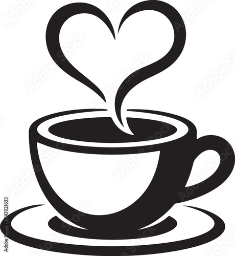 Romantic Heart Steam Coffee Cup Icon