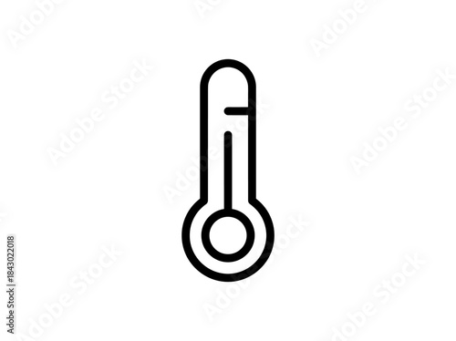 Simple Line Art Icon of a Thermometer Measuring Temperature.