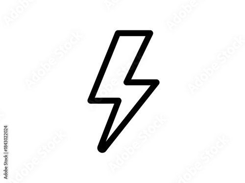 Simple Line Art Icon of a Lightning Bolt Symbol.