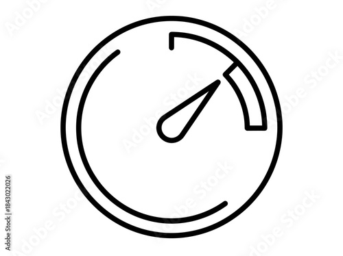 Simple Line Art Icon of a Speedometer Gauge.