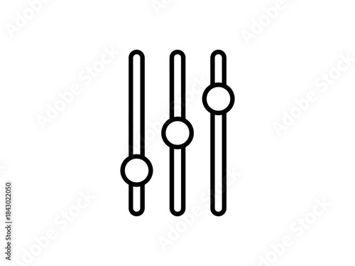 Simple Line Art Icon of Three Vertical Sliders.