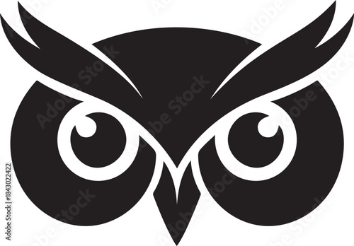 Minimal Bold Owl Face Silhouette Logo