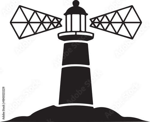 Classic Lighthouse Beacon Silhouette Vector Art