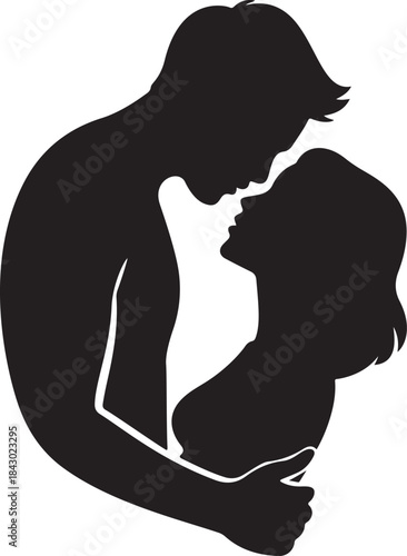 Romantic Couple Embrace Love Silhouette Art