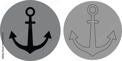 Nautical anchor icon set illustration