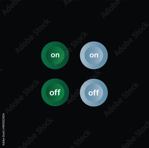On off toggle buttons digital interface element
