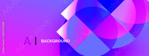 Vibrant abstract background. Overlapping circles create dynamic purple, blue gradients. Text reads AI BACKGROUND. Modern design elements present.