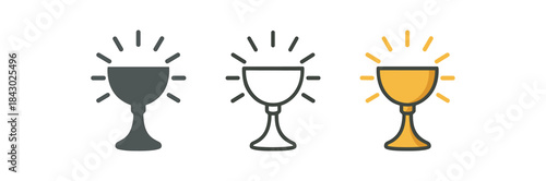 religion icons one flat solid monochrome one thin black outline black and white one full color flat icon holy grail with light