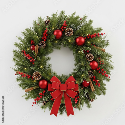 christmas wreath on white background