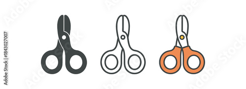 baby care icons one flat solid monochrome one thin black outline black and white one full color flat icon safety baby scissors
