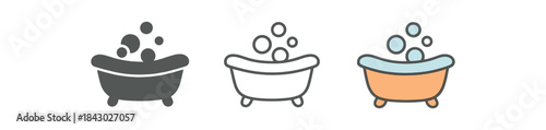 baby care icons one flat solid monochrome one thin black outline black and white one full color flat icon baby bathtub plastic