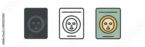 self care icons one flat solid monochrome one thin black outline black and white one full color flat icon facial mask pack