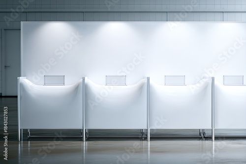 Election Day Banner Mockup Showing Areas for Voters to Cast Their Ballots in a Polling Location