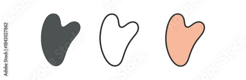 self care icons one flat solid monochrome one thin black outline black and white one full color flat icon gua sha tool