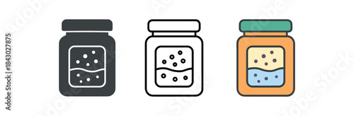 self care icons one flat solid monochrome one thin black outline black and white one full color flat icon jar of bath salt