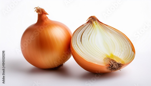 Wallpaper Mural onion whole and halved view showing layers and texture on white background Torontodigital.ca