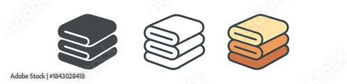self care icons one flat solid monochrome one thin black outline black and white one full color flat icon towel stack