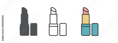 self care icons one flat solid monochrome one thin black outline black and white one full color flat icon lip balm