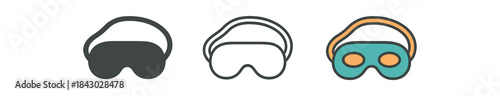 self care icons one flat solid monochrome one thin black outline black and white one full color flat icon eye mask