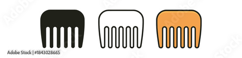 self care icons one flat solid monochrome one thin black outline black and white one full color flat icon wide hair comb