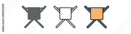 home cleaning icons one flat solid monochrome one thin black outline black and white one full color flat icon laundry drying rack