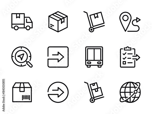 Set of Delivery and Logistics Icons for Shipping and Tracking Services.