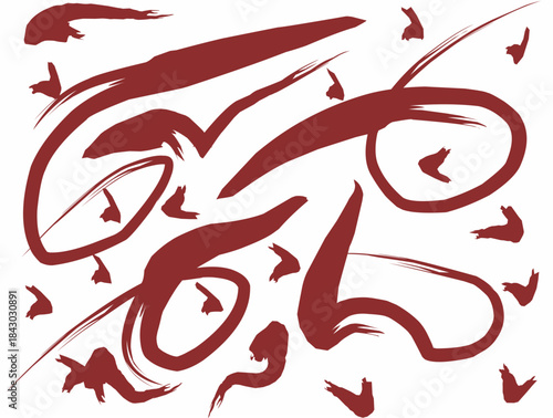 Red curved line vector. Abstract curved lines in an irregular shape.