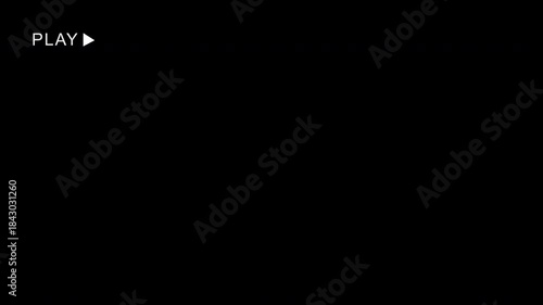 Analog Play VHS overlay. Old film, Analog VHS tape static with Play sign 4K