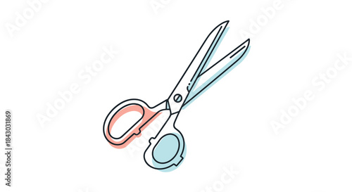 Colorful pair of scissors with pink and blue handles and silver blades shown in a clean studio setting for craft projects.