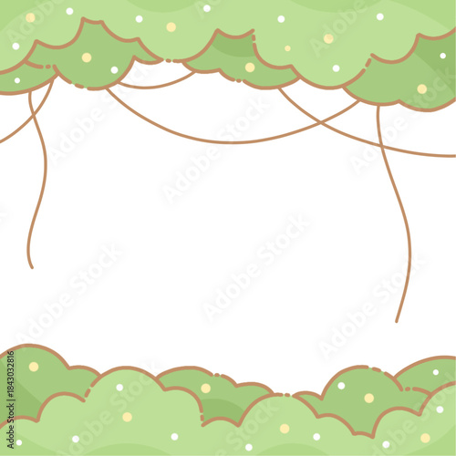 Vector illustration of hanging tree leaves and green grass