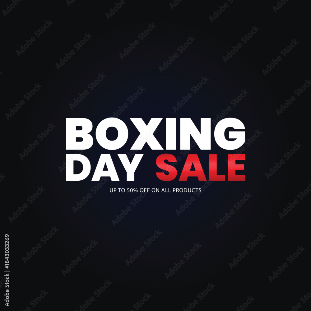 Fototapeta premium Boxing Day Sale Minimal Black Background Vectors