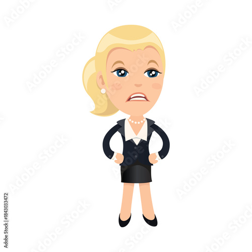 Cartoon Businesswoman Character Set – Professional Female Office Worker Illustration