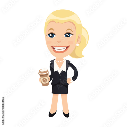 Cartoon Businesswoman Character Set – Professional Female Office Worker Illustration