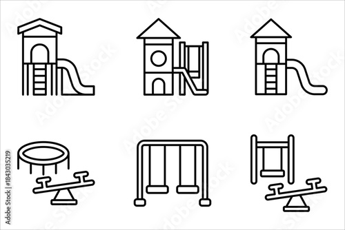 Playground icon set, of vector icons isolated on a white background.