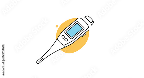 Animated digital medical thermometer icon with a simple line art style, used for measuring body temperature for fever, illness, and health checks.