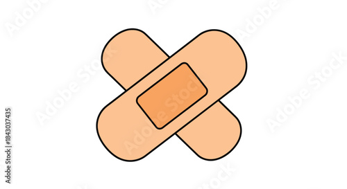 Simple animation of two crossed adhesive bandages, a medical icon for first aid, injury, healing, and healthcare on a white background.