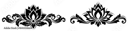 Ornamental lotus flower vector design elements decorative floral divider for yoga and spa