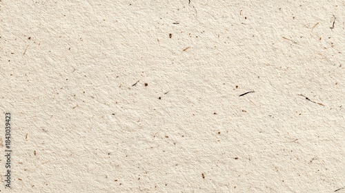 Close-up of textured light beige recycled paper with visible fibers