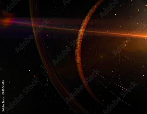 Abstract Red Light Streaks in Dark Space Background. Generated image